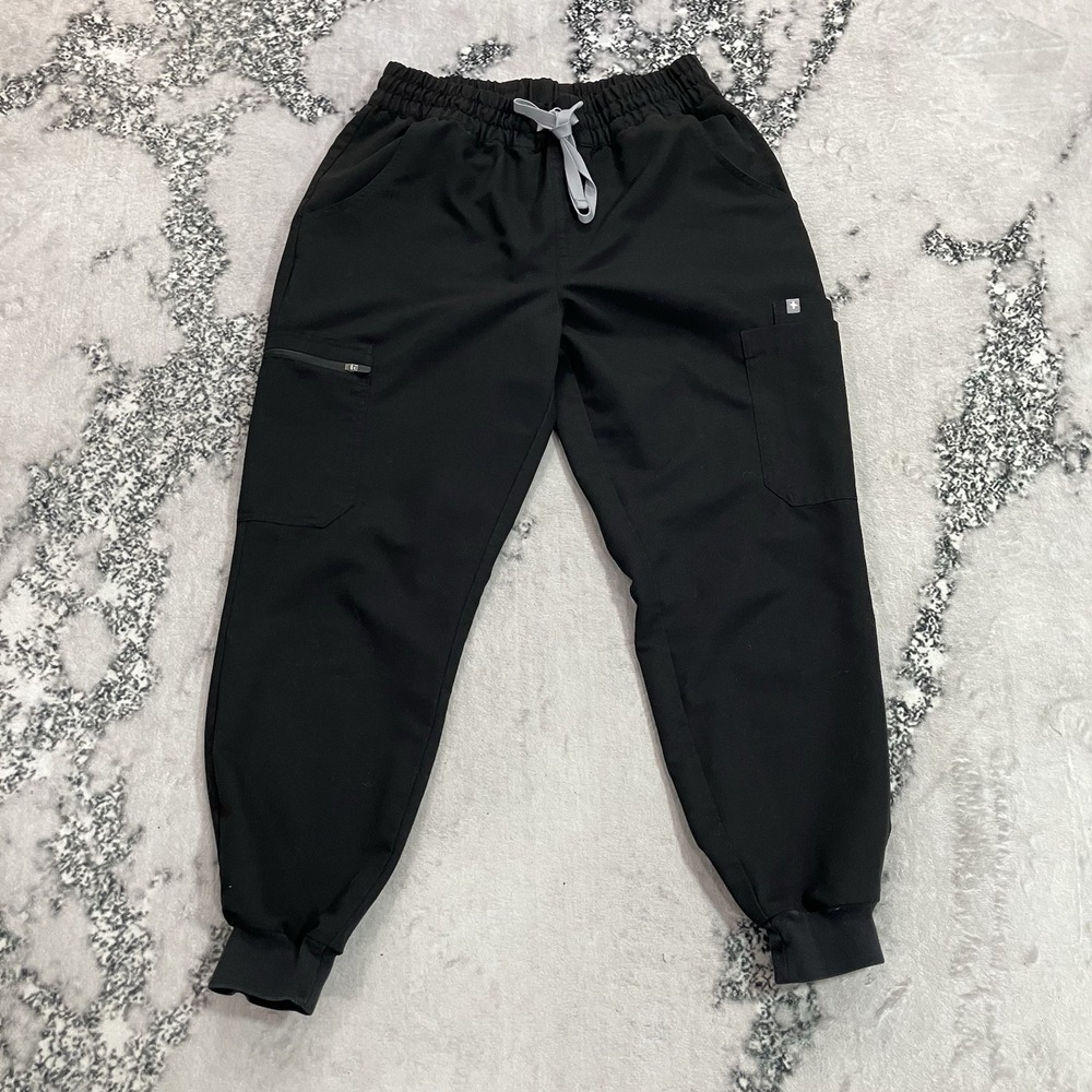 FIGS Black Zamora Jogger Scrub Pants Stretch Cargo Womens Size M Petite